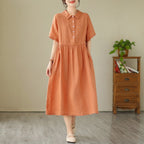Women's Fashion Simple Solid Color Linen Dress-HighTouch