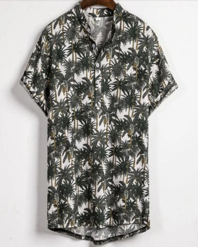 Slim shirt men contrast color printing shirt men-HighTouch