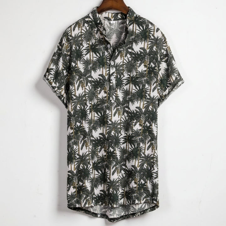 Slim shirt men contrast color printing shirt men-HighTouch