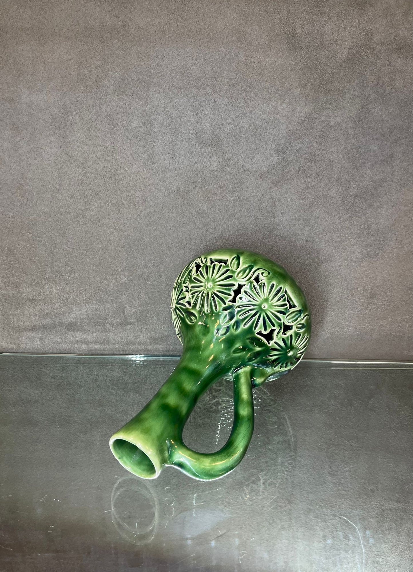 Glazed Green Handle Vase