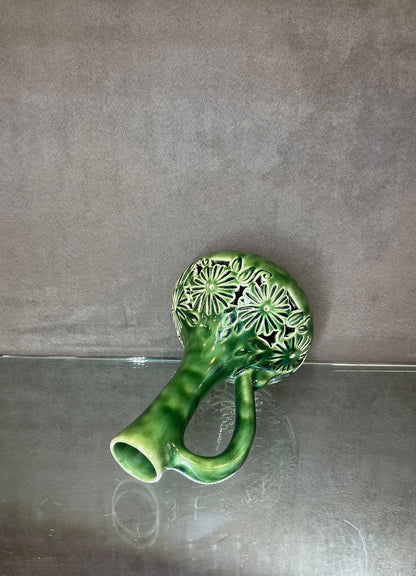 Glazed Green Handle Vase