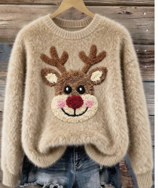 Women's Christmas Santa Cartoon Sweater - Cute Festive Winter Sweater