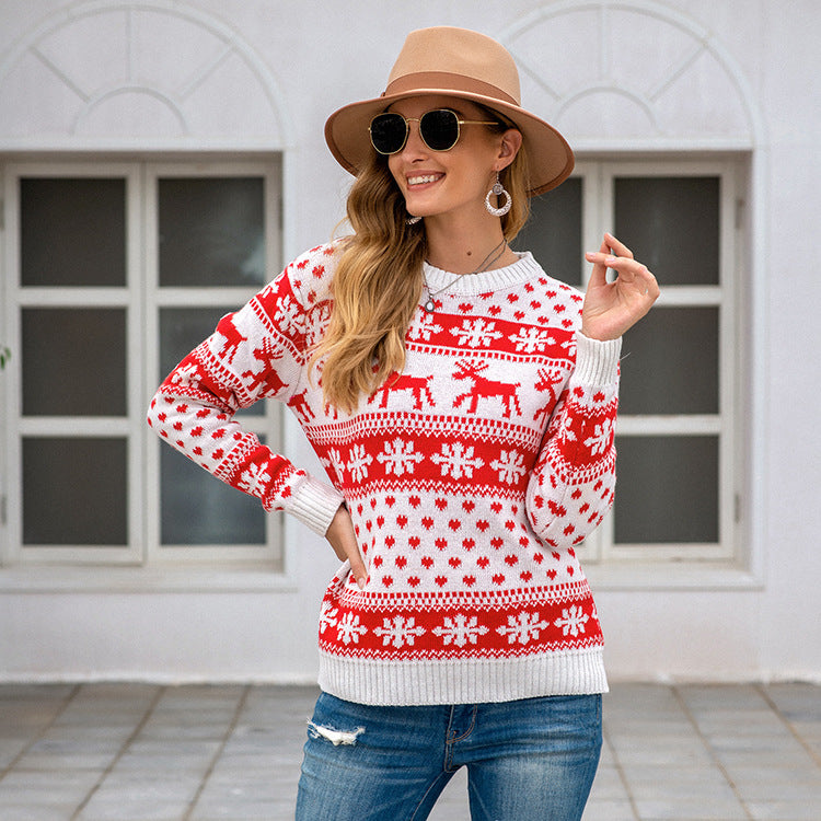 Women's Christmas Snowflake Knit Sweater - Festive Winter Sweater