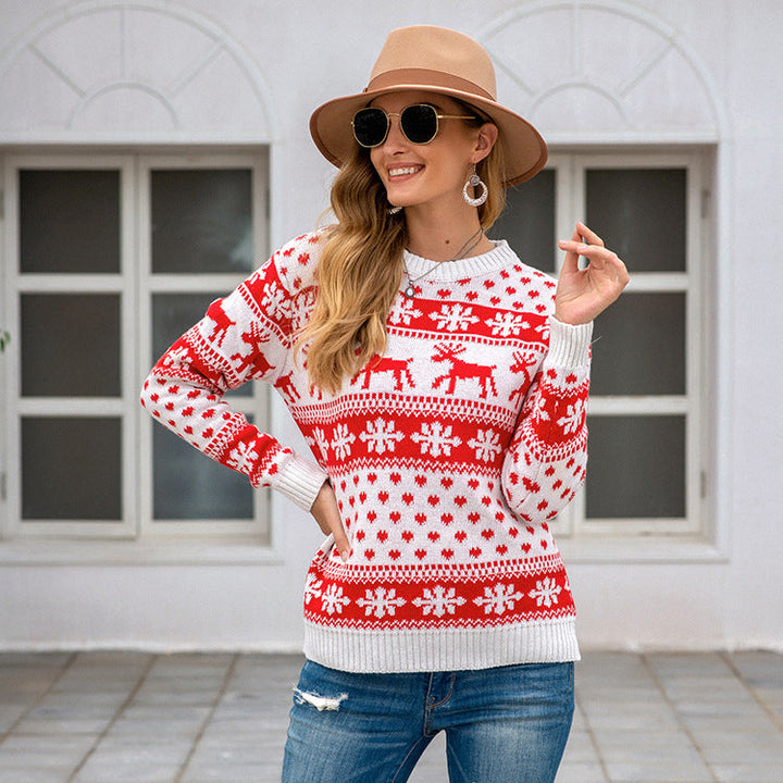 Women's Christmas Snowflake Knit Sweater - Festive Winter Sweater