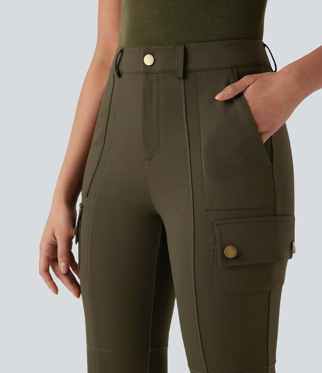 Cargo Pants Women Mid Rise Bootcut Hiking Trousers