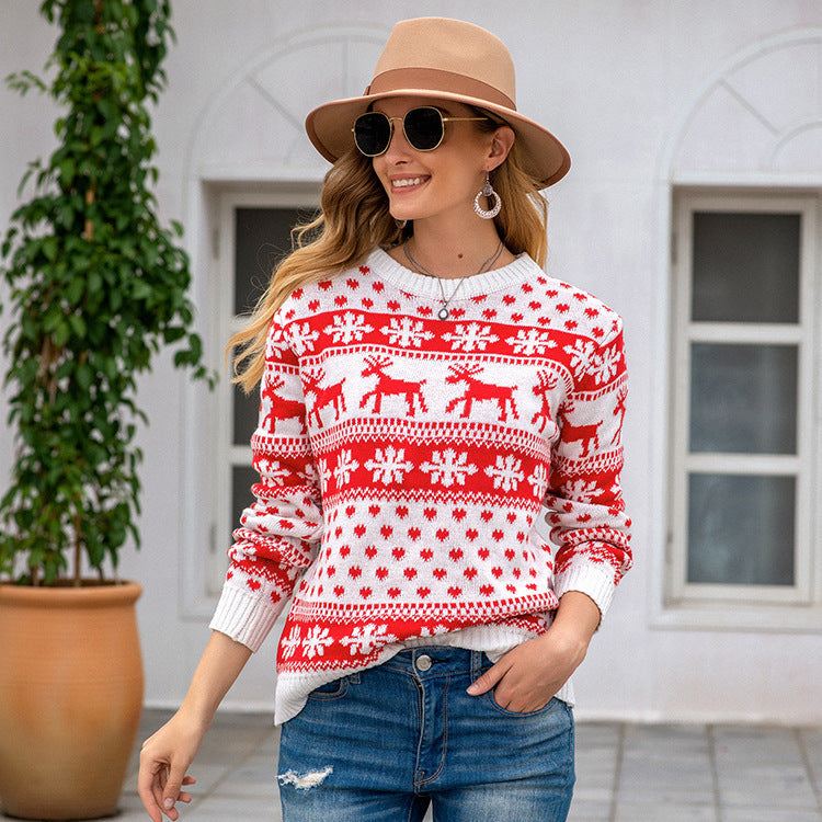 Women's Christmas Snowflake Knit Sweater - Festive Winter Sweater