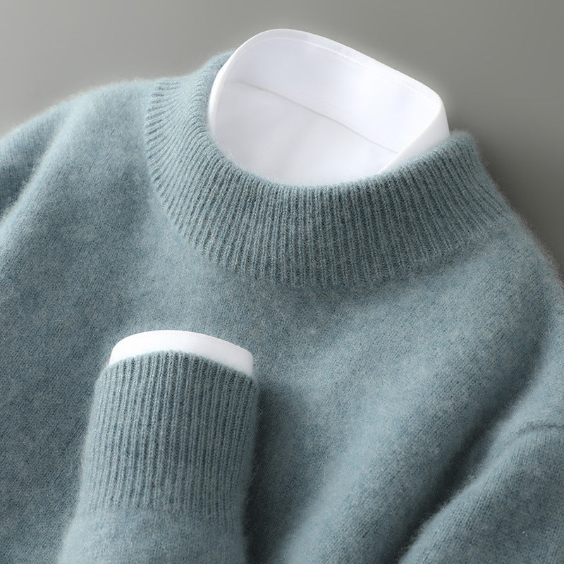 Men’s Thickened Half-High Collar Pullover – Loose Knit Sweatshirt-HighTouch