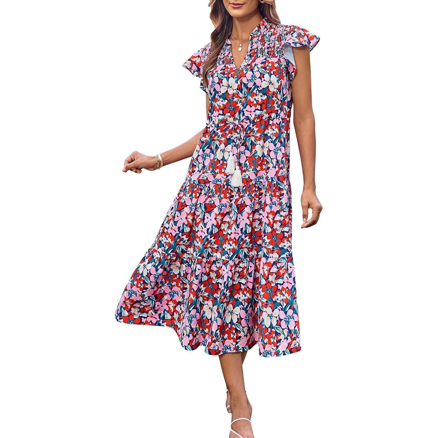 Women's Boho Dress | Tassel Tie Front Maxi-HighTouch