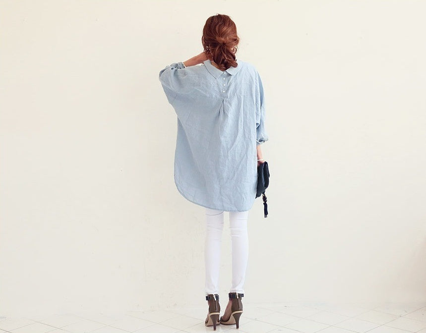 Cotton & Linen Dress Shirt | Long Sleeve Cotton Blend-HighTouch
