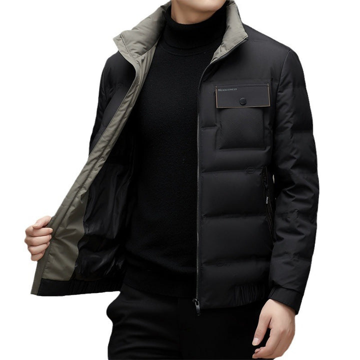 Men's Winter Stand Collar Short Thickened Warm Outdoor Down Jacket-HighTouch