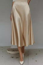 Women's Satin A-Line Midi Skirt | Liquid Finish | Casual Wear