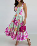 Spring And Summer Dress Ins Temperament Suspenders Flower Irregular Loose Skirt-HighTouch