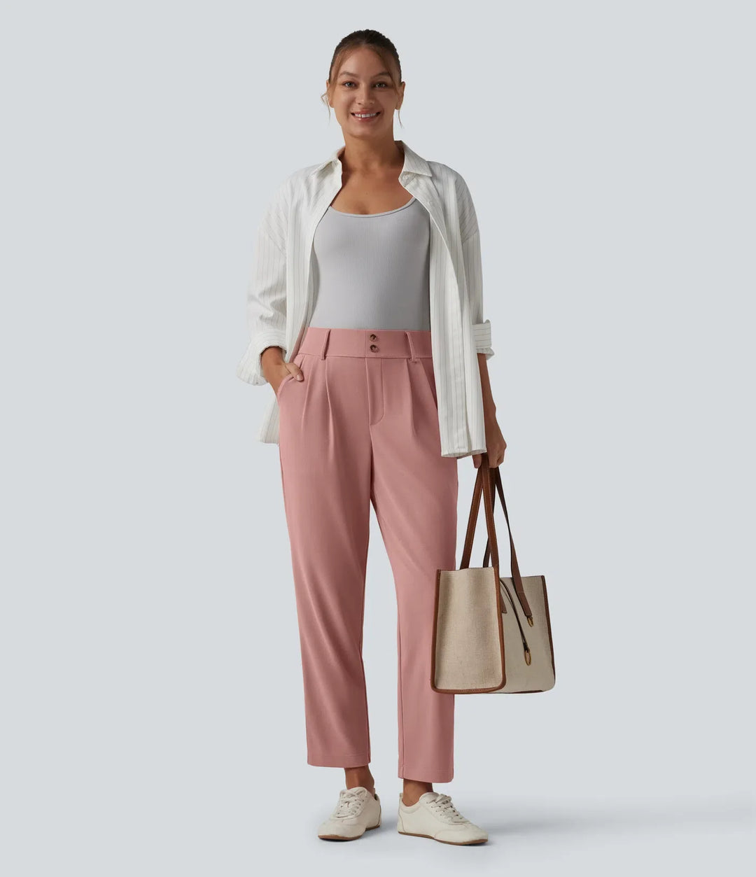Halara Flex High Waisted Tapered Waffle Work Pants with Pockets