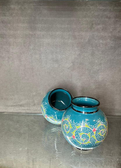 Glazed Blue Urn Vase