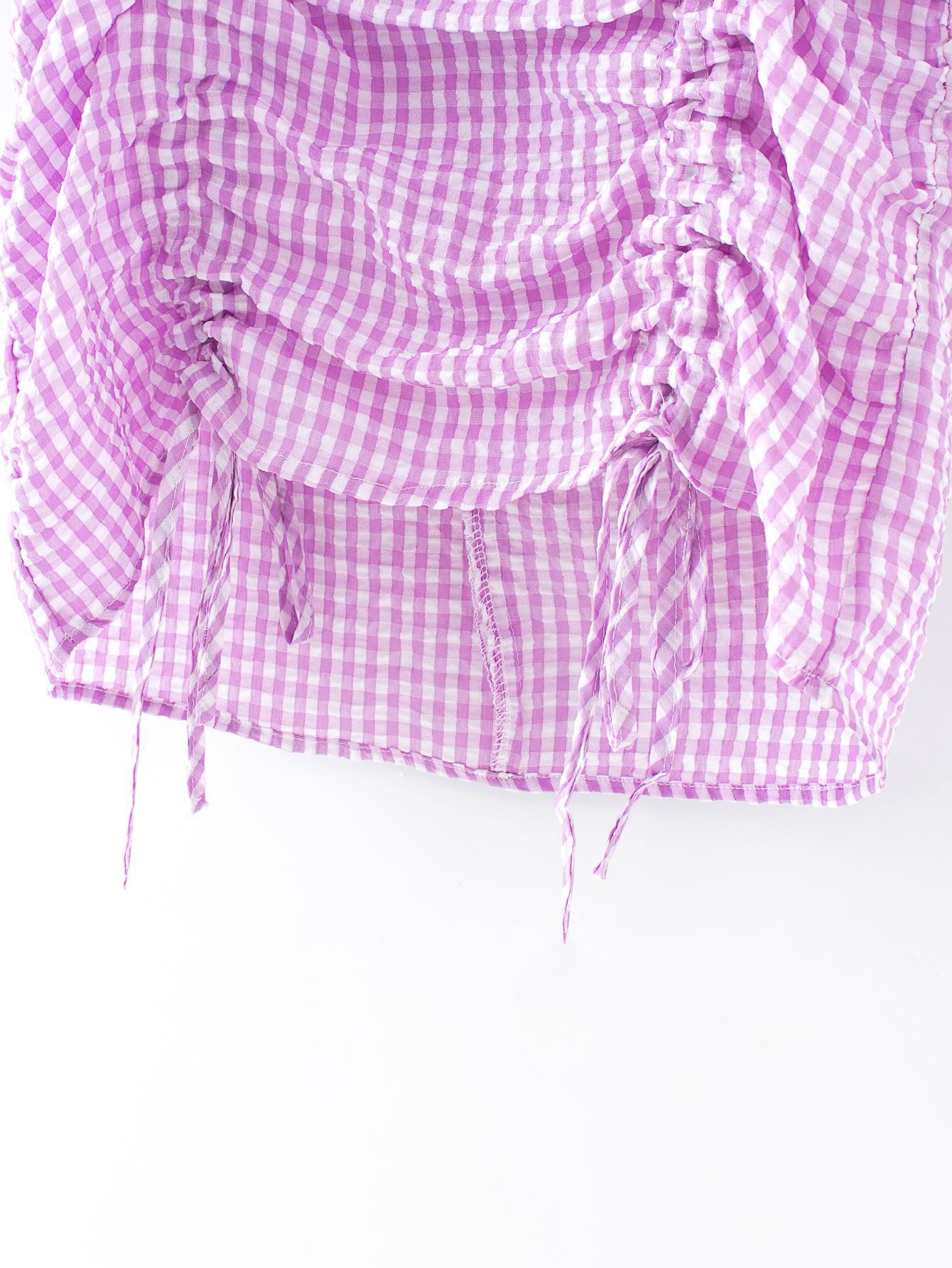 Purple and White Plaid Dress-HighTouch