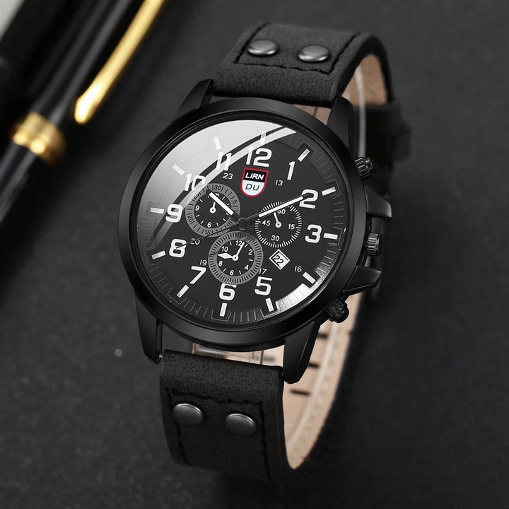 Men's Military Style Cowhide Leather Watch – Fieldline