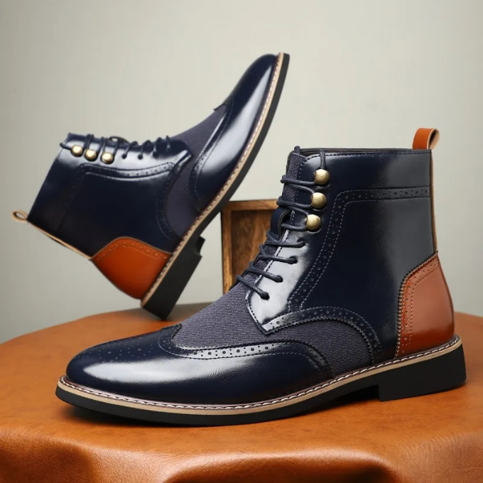 Men’s Leather Brogue Boots – Smart Casual Style