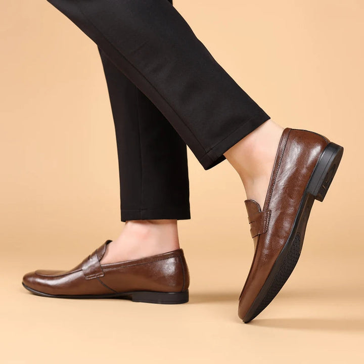 Men's Full-Grain Leather Square-Toe Loafers