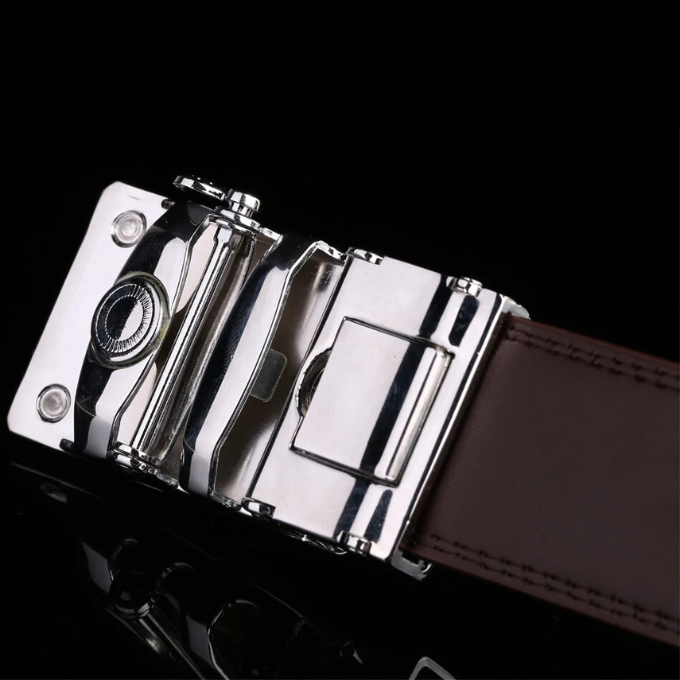 Men's 100% Cowhide Leather Belt | Geometric Buckle