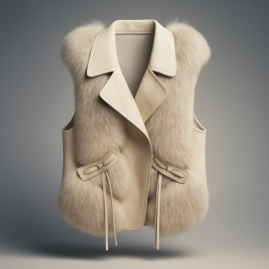 Women’s Faux Fur Vest with Oversized Lapel