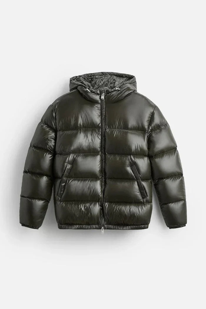 Men’s Black Hooded Cotton Jacket-HighTouch