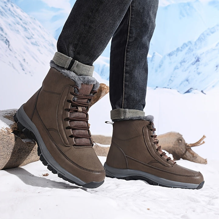 Men's Plush Lined Lace-Up Winter Boots