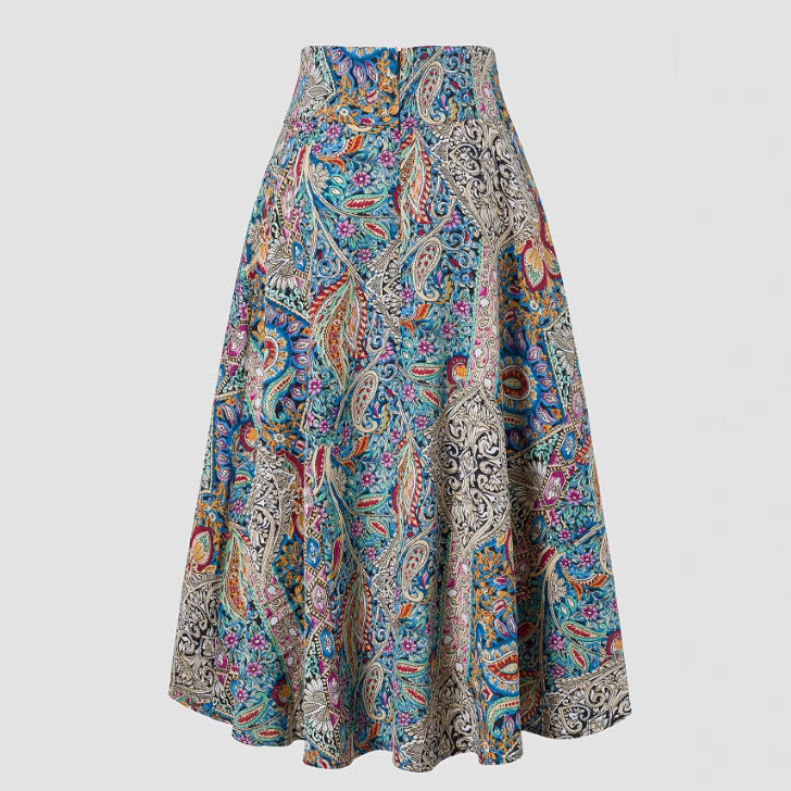 Bohemian Linen Floral Print Dress For Women-HighTouch