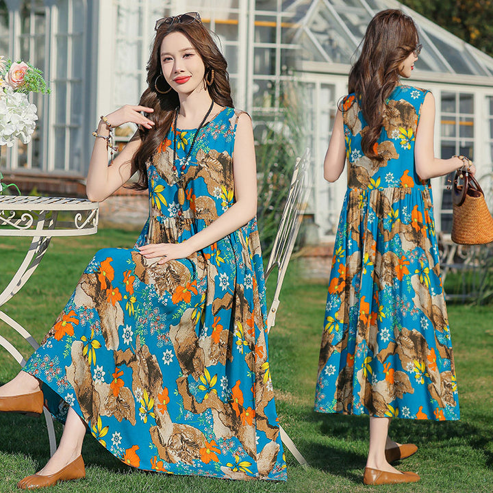 Women's Printed Viscose Dress – Plus Size Extended Fit Collection-HighTouch