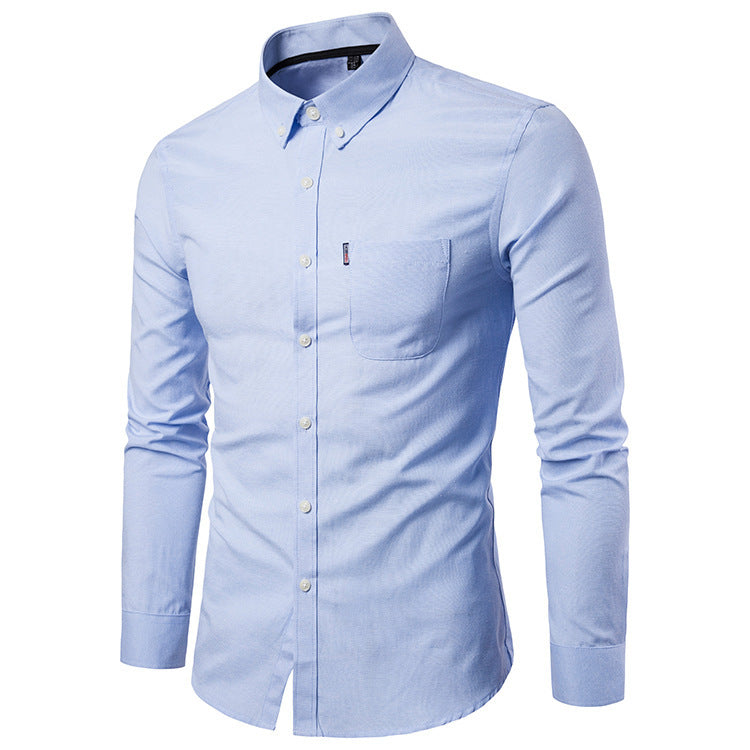 Men's Slim Long Sleeve Dress Shirt – Korean Style Plain Collection-HighTouch