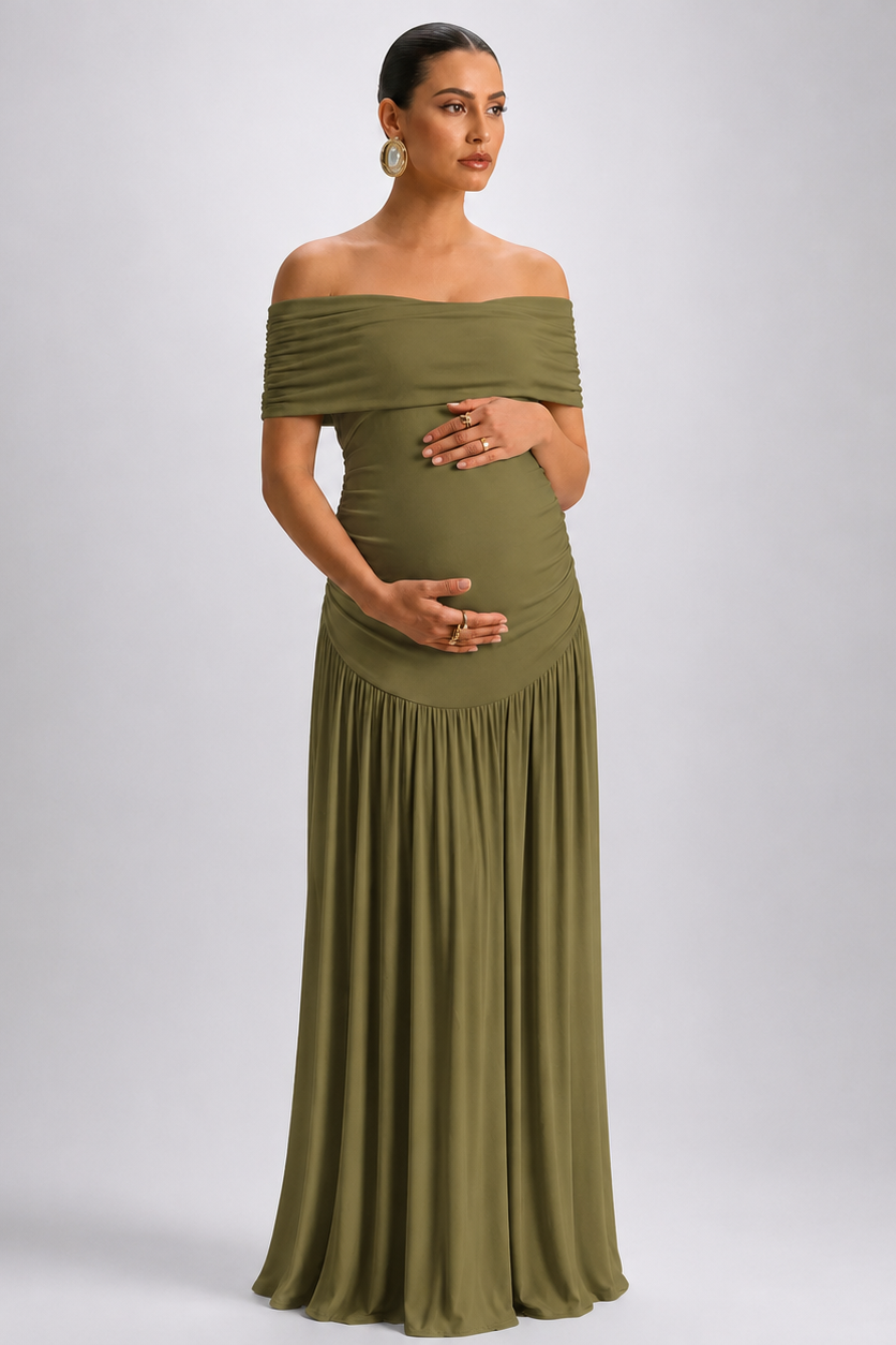 Maternity Maxi Dress – Off Shoulder Pregnancy Dress