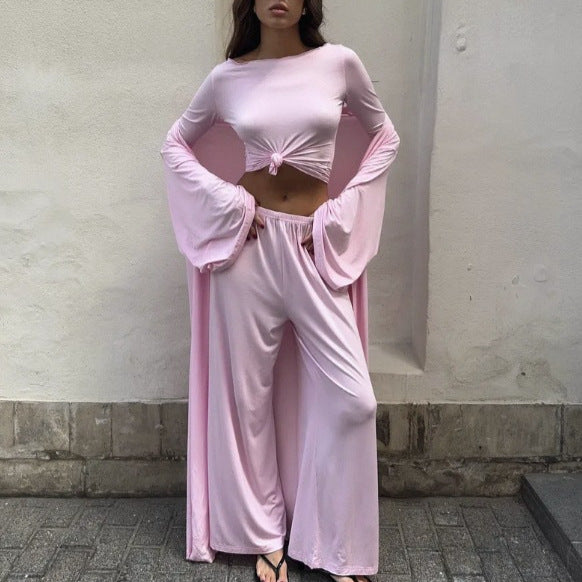 Women’s Knitted Solid Color Sweater – Casual Soft Comfort-HighTouch