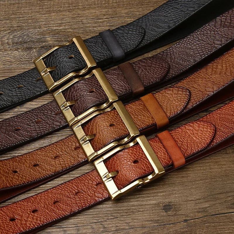 Men's Genuine Cowhide Leather Belt | Brass Buckle