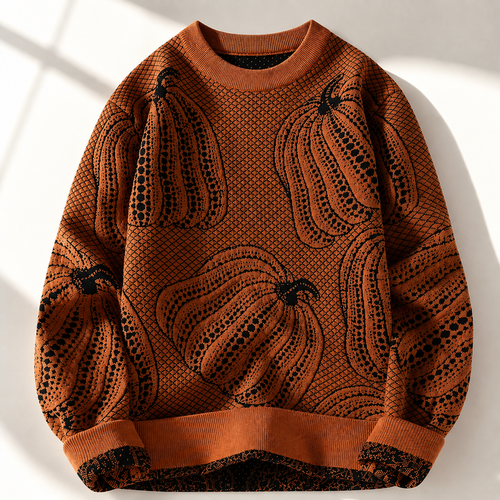 Hollis Pumpkin Knit Sweater - Cozy Oversized Autumn Jumper