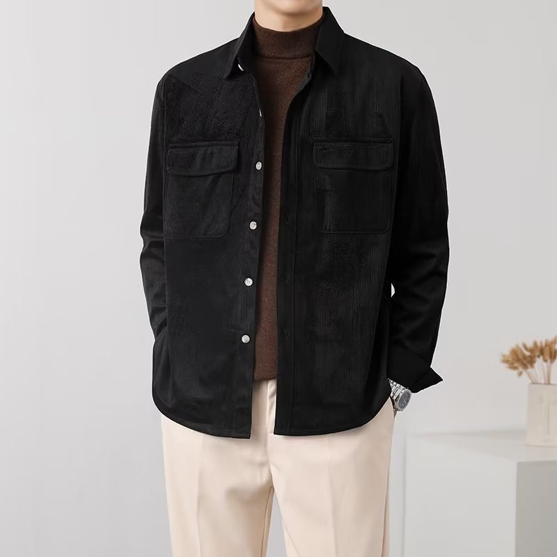Vintage Corduroy Workwear Shirt Men-HighTouch