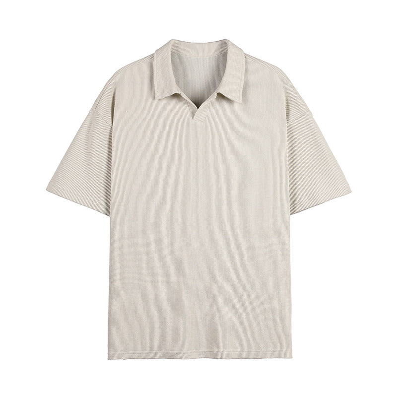 Fashion Simple Polo Shirt Loose Comfortable Men's T-shirt-HighTouch
