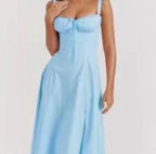 Seaside Vacation Sling Back Cross Tied Slim Fit Overknee Dress-HighTouch
