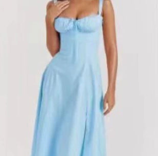 Seaside Vacation Sling Back Cross Tied Slim Fit Overknee Dress-HighTouch