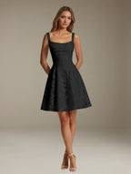 Women's Floral Lace A-Line Square Neck Sleeveless Mini Dress | Formal