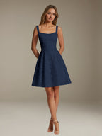 Women's Floral Lace A-Line Square Neck Sleeveless Mini Dress | Formal