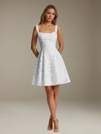 Women's Floral Lace A-Line Square Neck Sleeveless Mini Dress | Formal