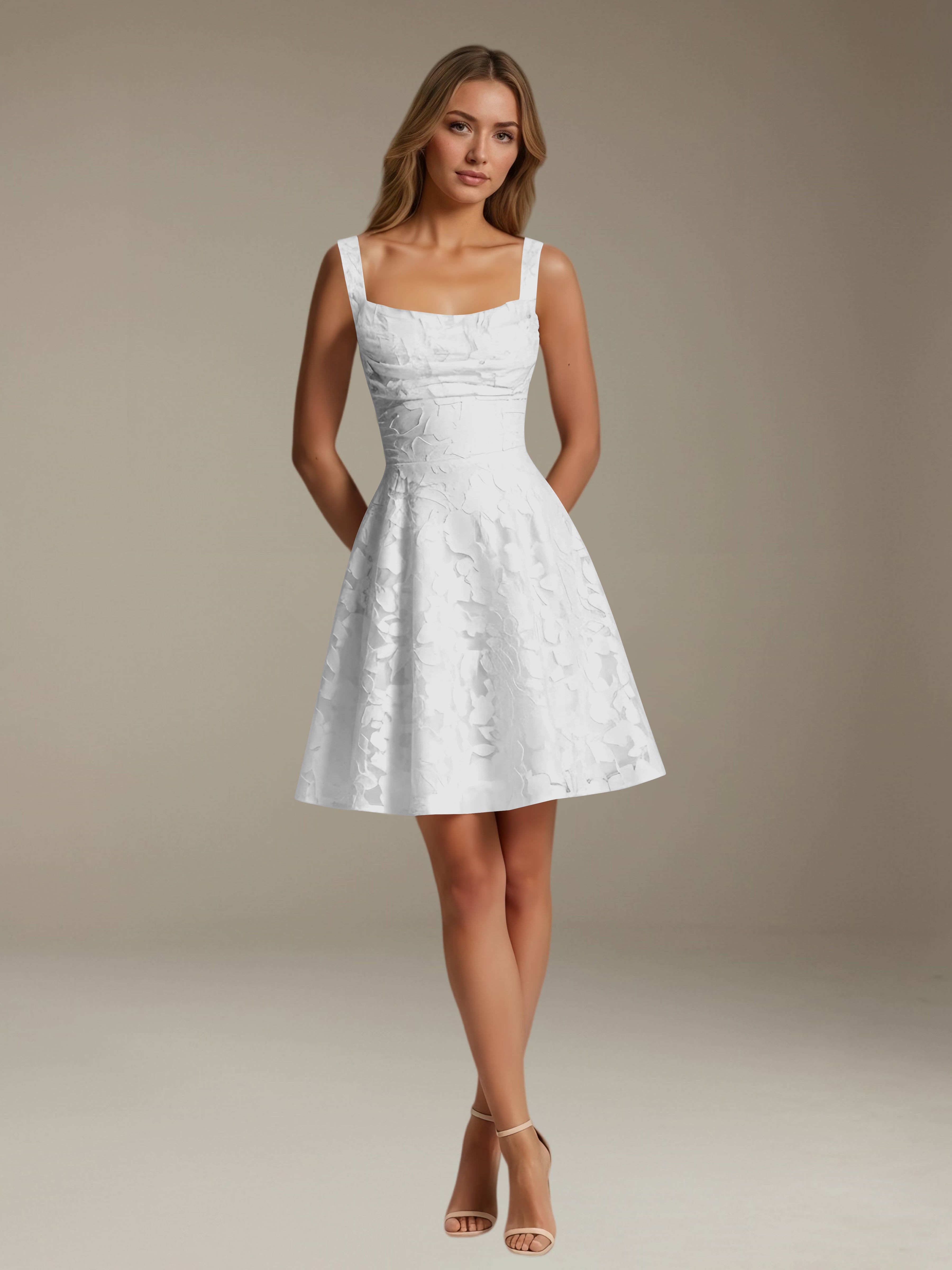 Women's Floral Lace A-Line Square Neck Sleeveless Mini Dress | Formal