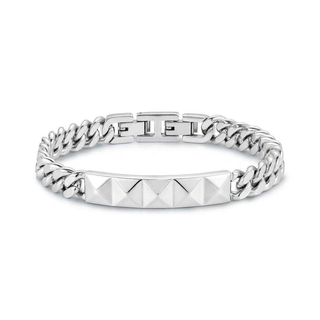 Faceted ID Curb Chain Bracelet