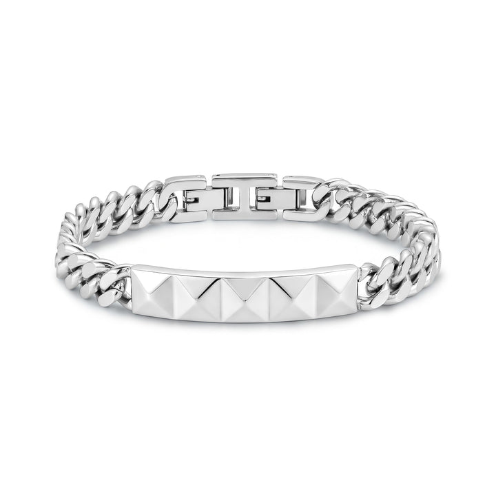 Faceted ID Curb Chain Bracelet