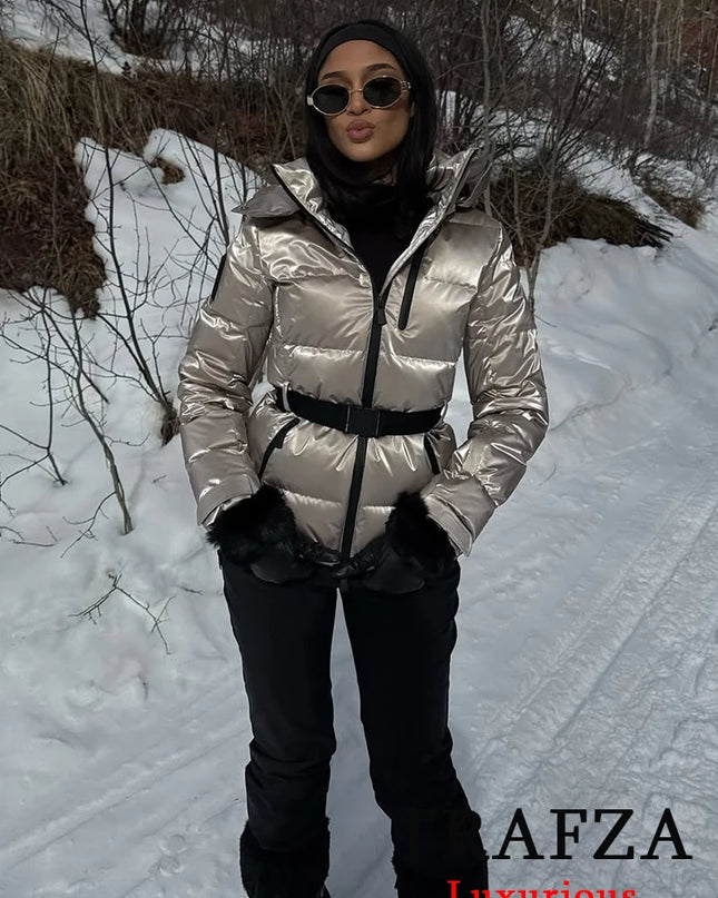 Vintage Oversized Hooded Winter Jacket for Women