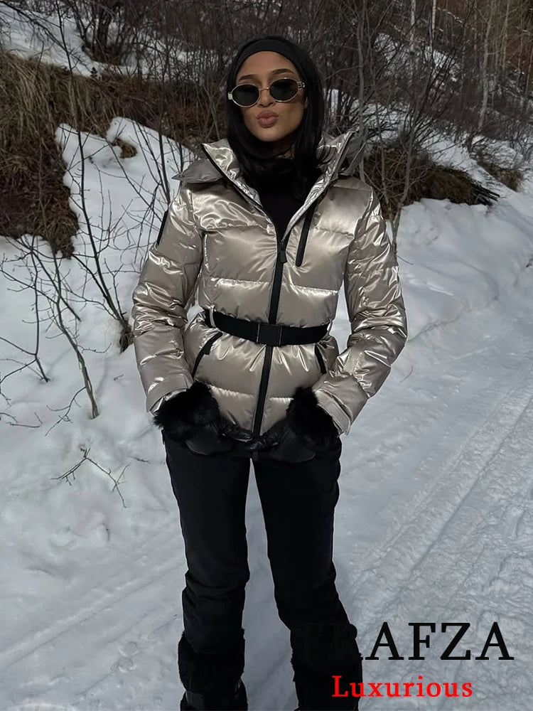 Vintage Oversized Hooded Winter Jacket for Women