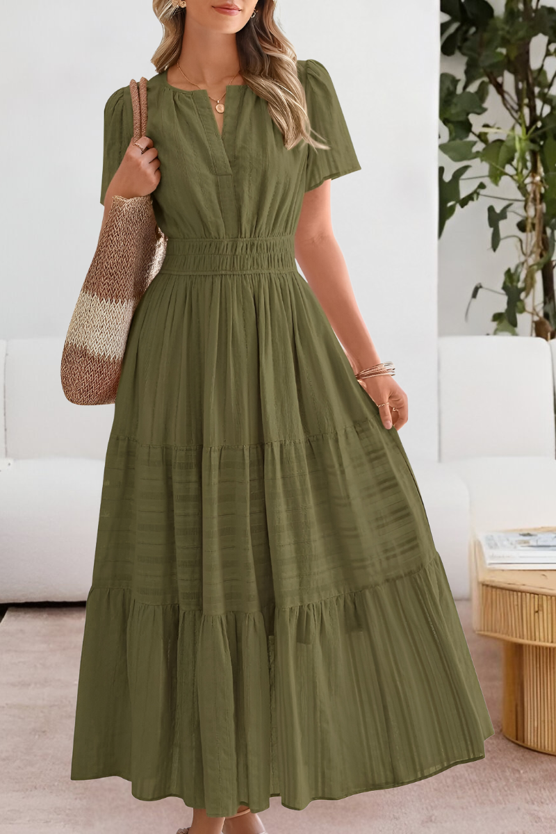 Women's A-Line Midi Dress Boho Style Cotton Blend