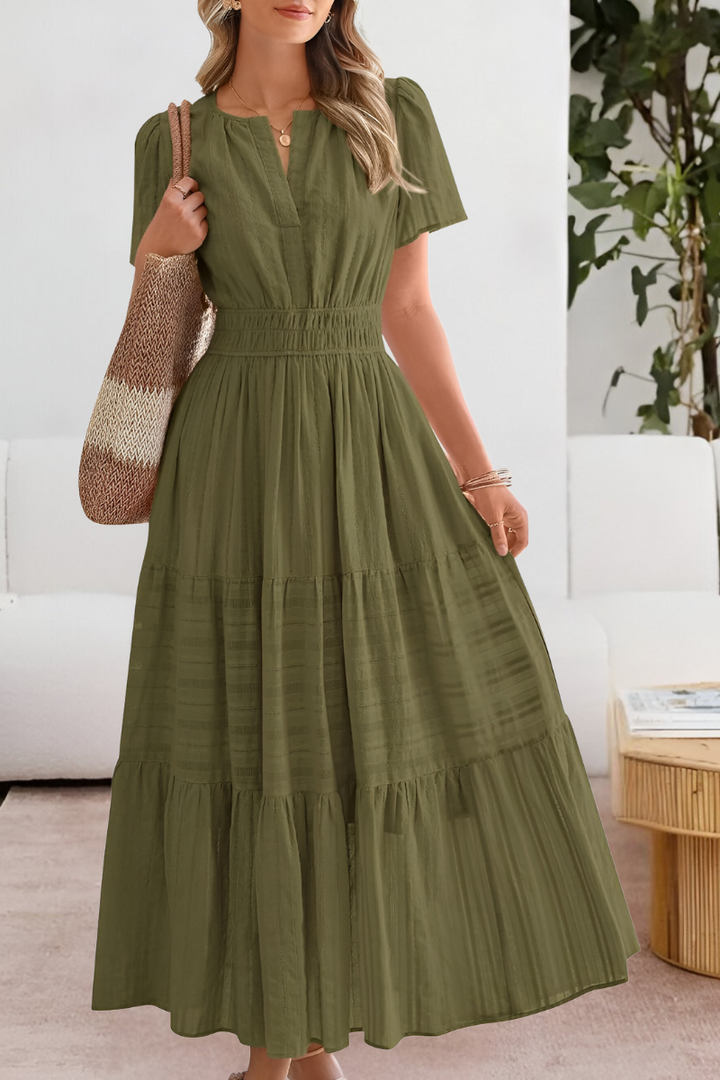 Women's A-Line Midi Dress Boho Style Cotton Blend