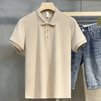 Summer Men’s Striped Lapel Polo Shirt – Retro Luxury Knitwear-HighTouch
