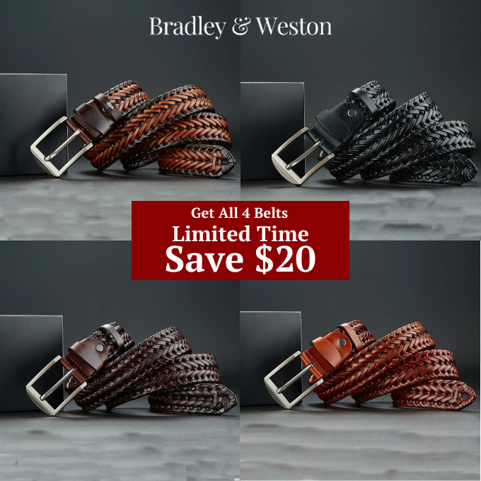 Men's Braided Cowhide Leather Belt