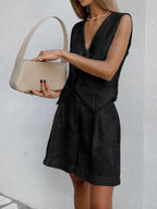 Olivia - Casual Linen Two Piece Button-Front Summer Set